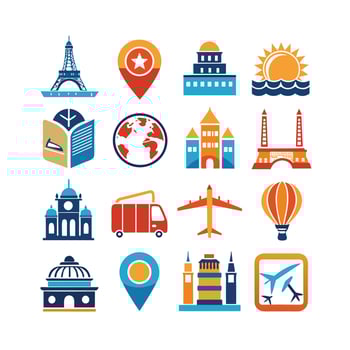 Travel Icon Set Collection for Documents, Websites and Mobile Applications vector