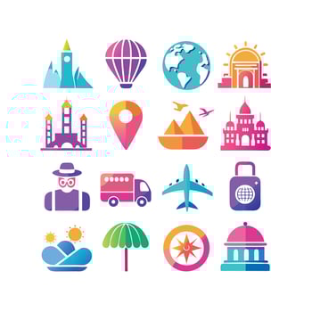 Travel Icon Set Collection for Documents, Websites and Mobile Applications vector