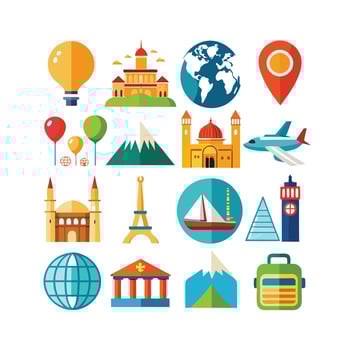 Travel Icon Set Collection for Documents, Websites and Mobile Applications vector