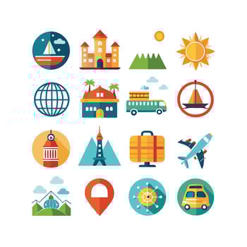 Travel Icon Set Collection for Documents, Websites and Mobile Applications vector