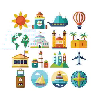 Travel Icon Set Collection for Documents, Websites and Mobile Applications vector