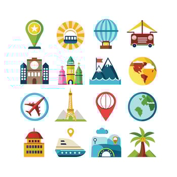 Travel Icon Set Collection for Documents, Websites and Mobile Applications vector