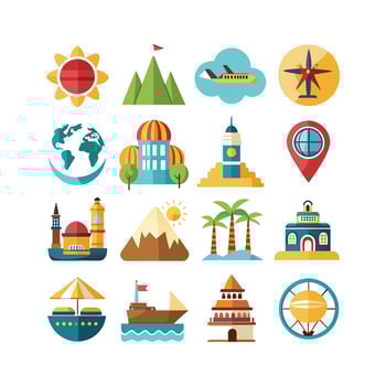Travel Icon Set Collection for Documents, Websites and Mobile Applications vector