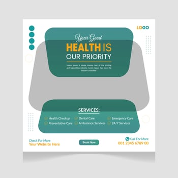 Medical and healthcare square banner Social media post template design. vector