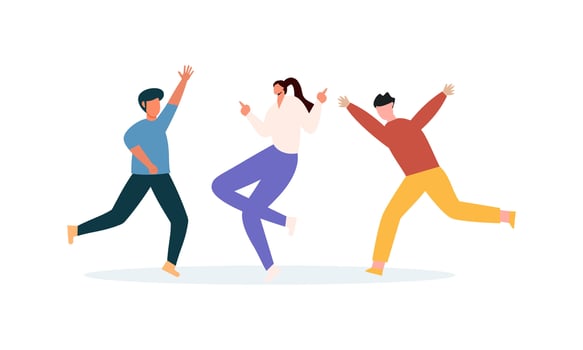 Happy dancing people at disco party illustration vector