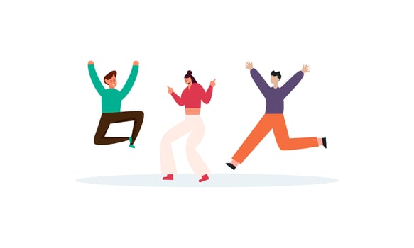 Happy dancing people at disco party illustration vector