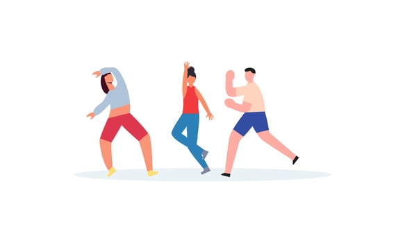 Happy dancing people at disco party illustration vector