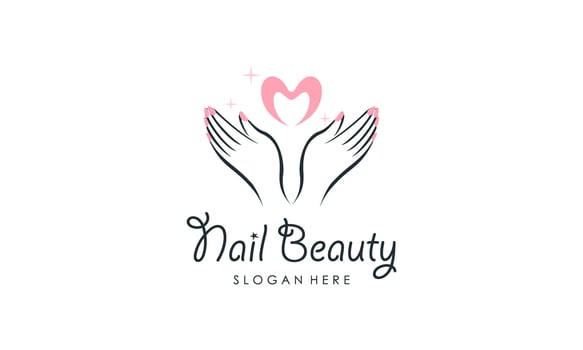 Nail beauty logo design with creative element style vector