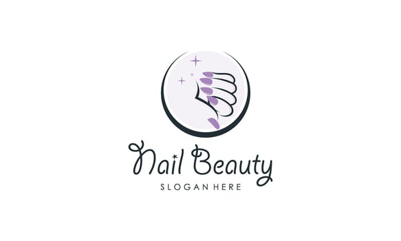 Nail beauty logo design with creative element style vector