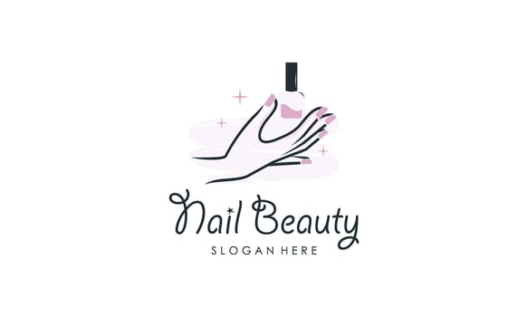 Nail beauty logo design with creative element style vector
