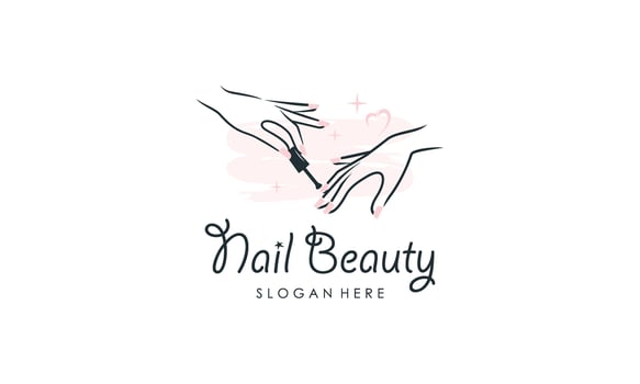 Nail beauty logo design with creative element style vector