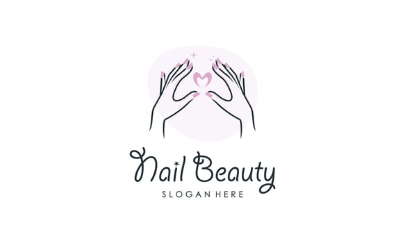 Nail beauty logo design with creative element style vector