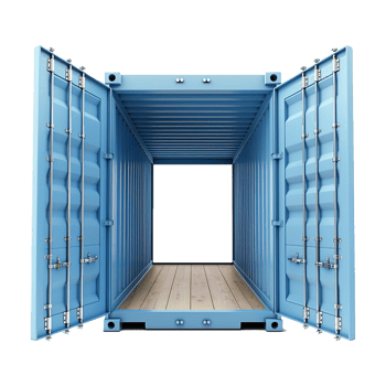 Cargo container with open view isolated on transparent background png