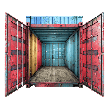 Cargo container with open view isolated on transparent background png