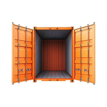 Cargo container with open view isolated on transparent background png