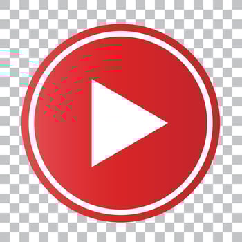 Play button icon in red vector