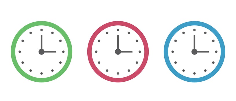 Colorful clock icon set. vector