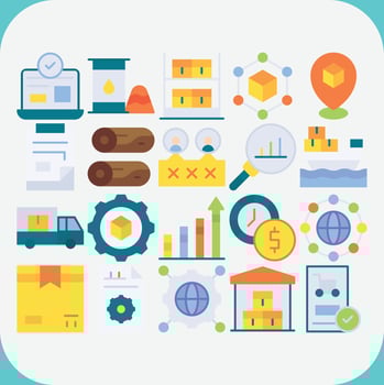 SUPPLY CHAIN DESIGN ICON PACK vector
