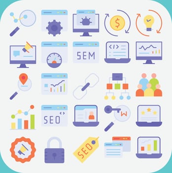 SEO AND SEM ICON DESIGN PACK vector