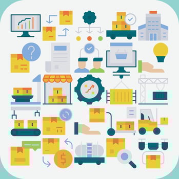 SUPPLY CHAIN DESIGN ICON PACK vector