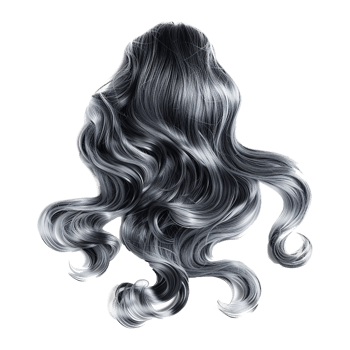 Gray wave hair isolated on transparent background png