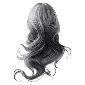 Gray wave hair isolated on transparent background png