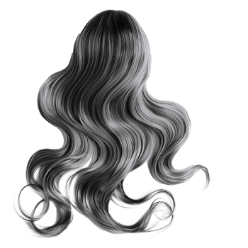 Gray wave hair isolated on transparent background png