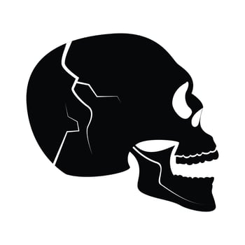 Hand drawn skull silhouette illustration on white vector