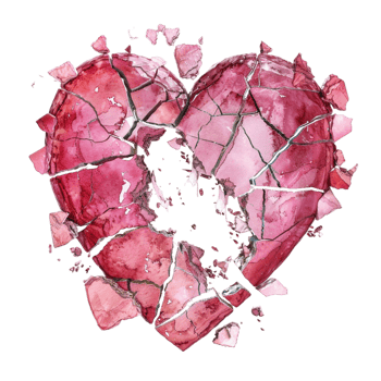 Pink And Red Broken Heart On Transparent Background. png