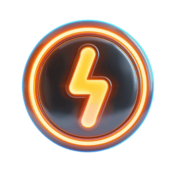 Neon Lightning Bolt Icon, Transparent Background png