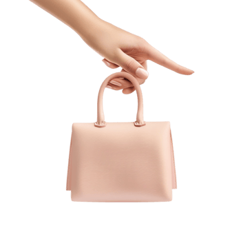 Hand holding a Pink Handbag on a transparent background Generative-AI png