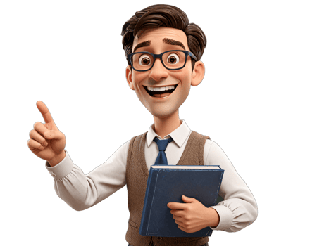Cheerful Educator 3D Cartoon Teaching in a Vibrant Classroom png