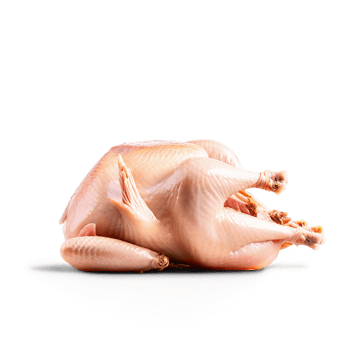Raw whole chicken pale pink hue captured from the side Food and culinary concept png