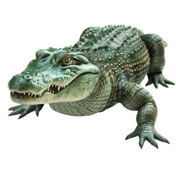 An alligator is standing on a transparent background Genereted AI png