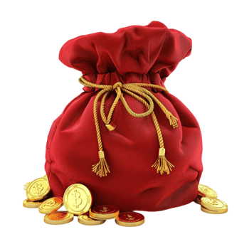 A red bag with gold coins on it Genereted AI png