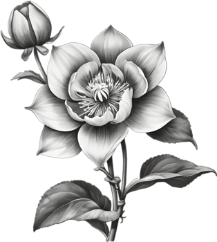Elegant hellebore flower clipart for winter-inspired designs. AI-generated. png