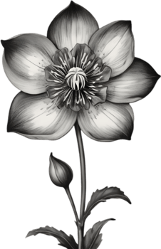 Elegant hellebore flower clipart for winter-inspired designs. AI-generated. png