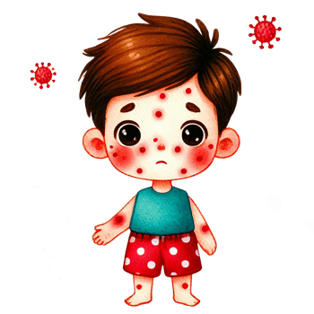 Watercolor illustration of Child with red spots on the skin png