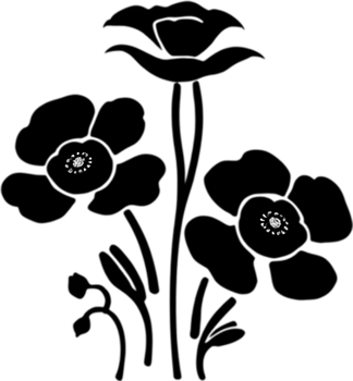 Elegant black poppy stencil for artistic projects. AI-generated. png