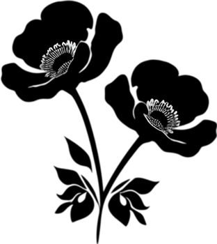 Elegant black poppy stencil for artistic projects. AI-generated. png