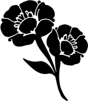 Elegant black poppy stencil for artistic projects. AI-generated. png