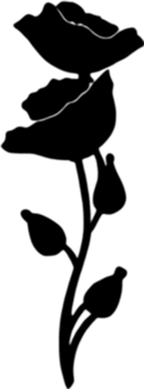 Elegant black poppy stencil for artistic projects. AI-generated. png