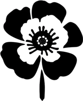 Elegant black poppy stencil for artistic projects. AI-generated. png