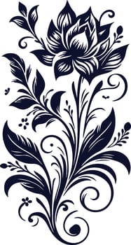 a black and white floral design on a white background vector