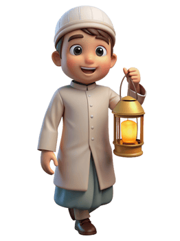 Muslim Child Hold Lantern 3d Art png
