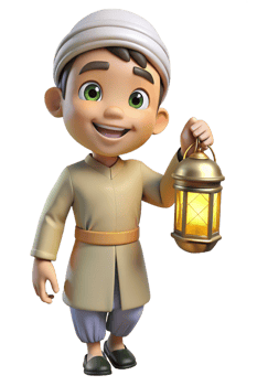Muslim Child Hold Lantern 3d Mascot png