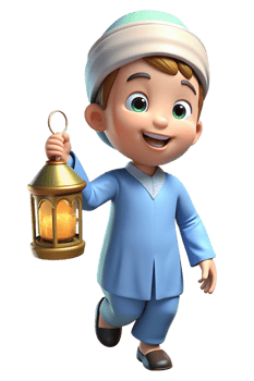 Muslim Child Hold Lantern 3d Concept png