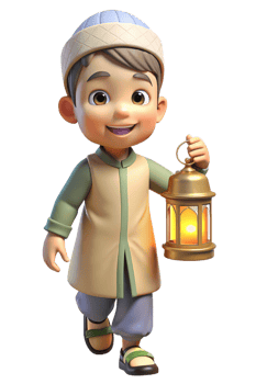 Muslim Child Hold Lantern 3d Character png