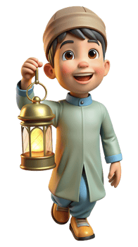 Muslim Child Hold Lantern 3d Image png