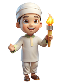 Muslim Child Hold Torch 3d Concept png
